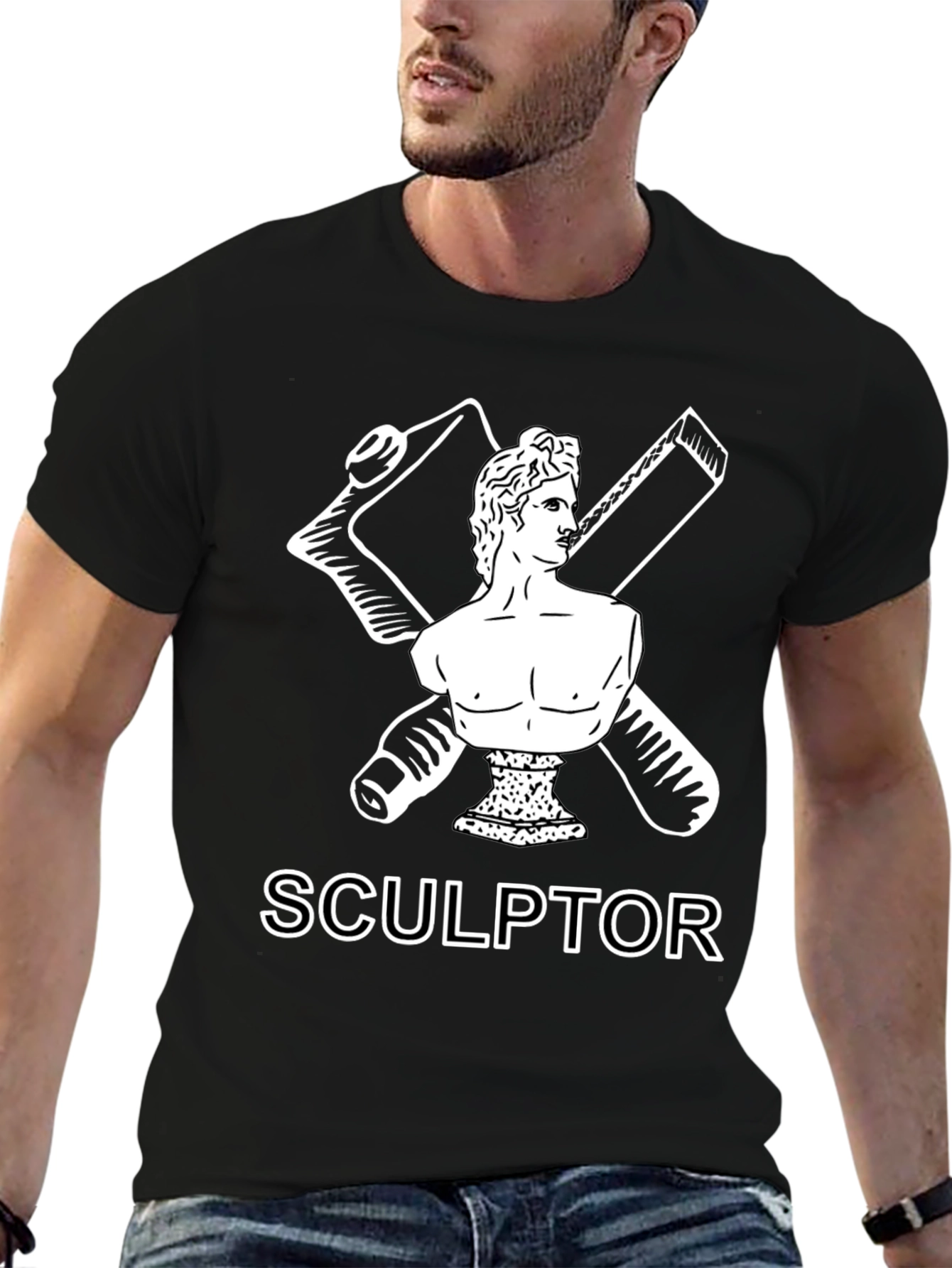 Sculptor Graphic Tee - Artistic Black T-Shirt