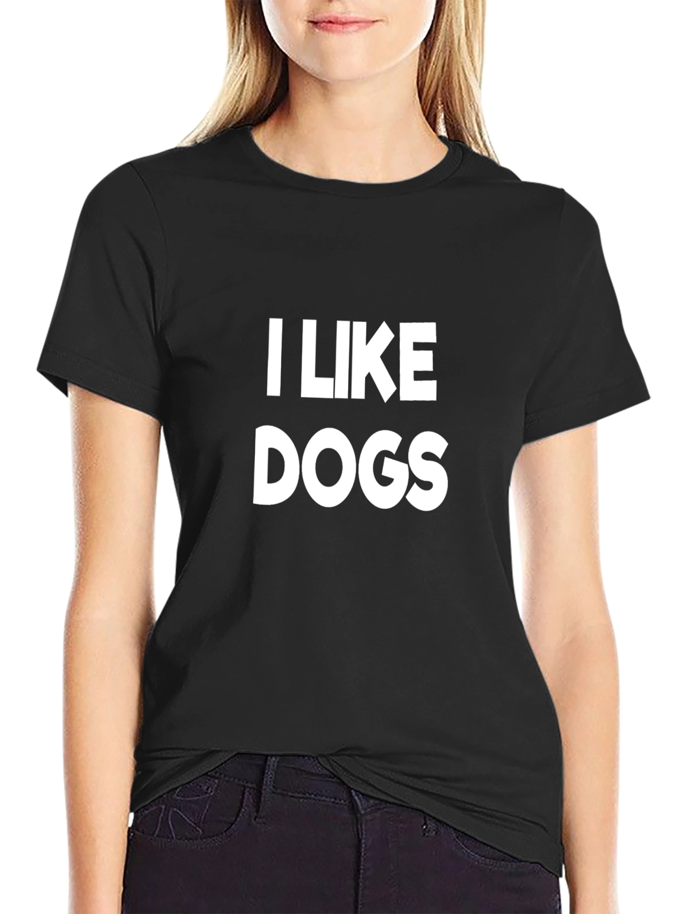 I Like Dogs Graphic Tee - Black Cotton T-Shirt