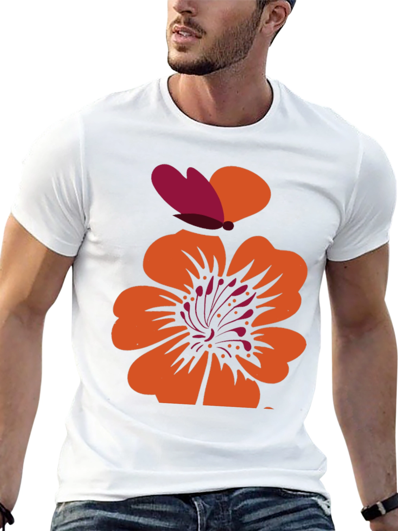 Floral Butterfly Graphic Black T-Shirt