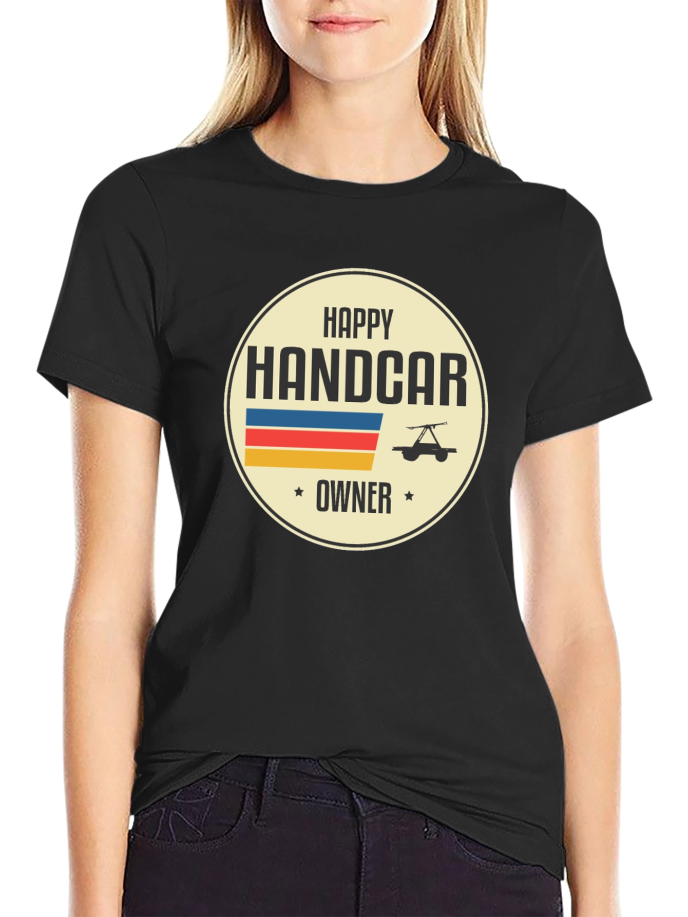 Happy Handcar Owner T-Shirt - Black Graphic Tee
