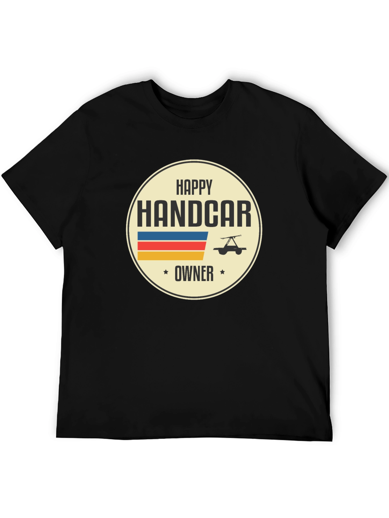 Happy Handcar Owner T-Shirt - Black Graphic Tee