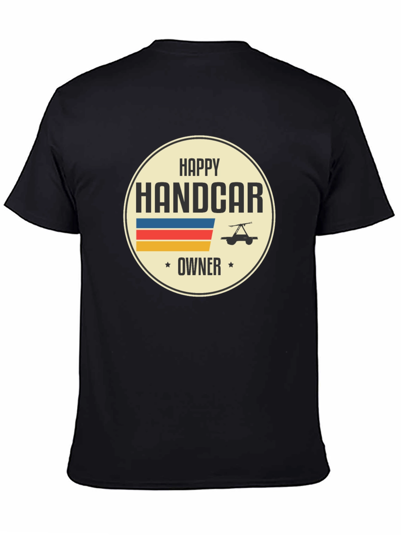 Happy Handcar Owner T-Shirt - Black Graphic Tee