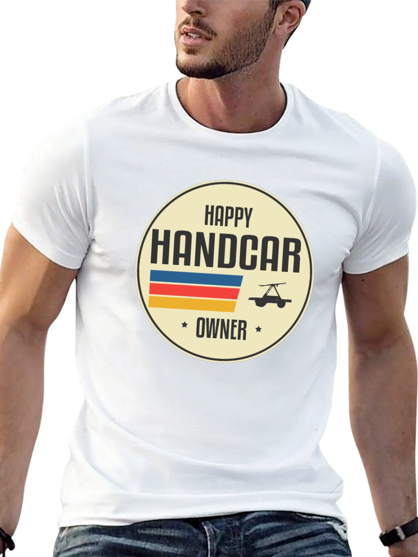 Happy Handcar Owner T-Shirt - Black Graphic Tee
