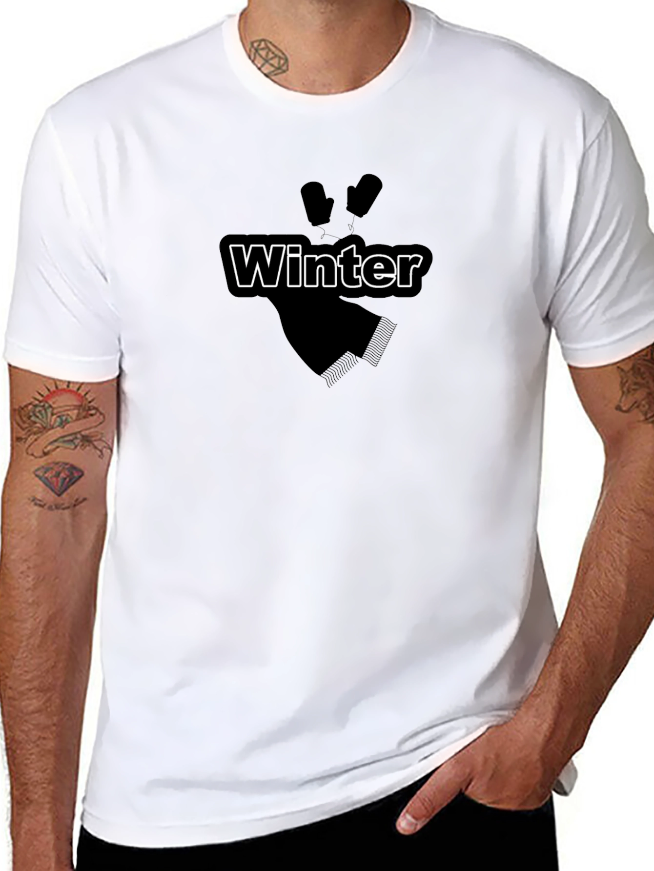Winter Graphic Tee - Black Cotton T-Shirt