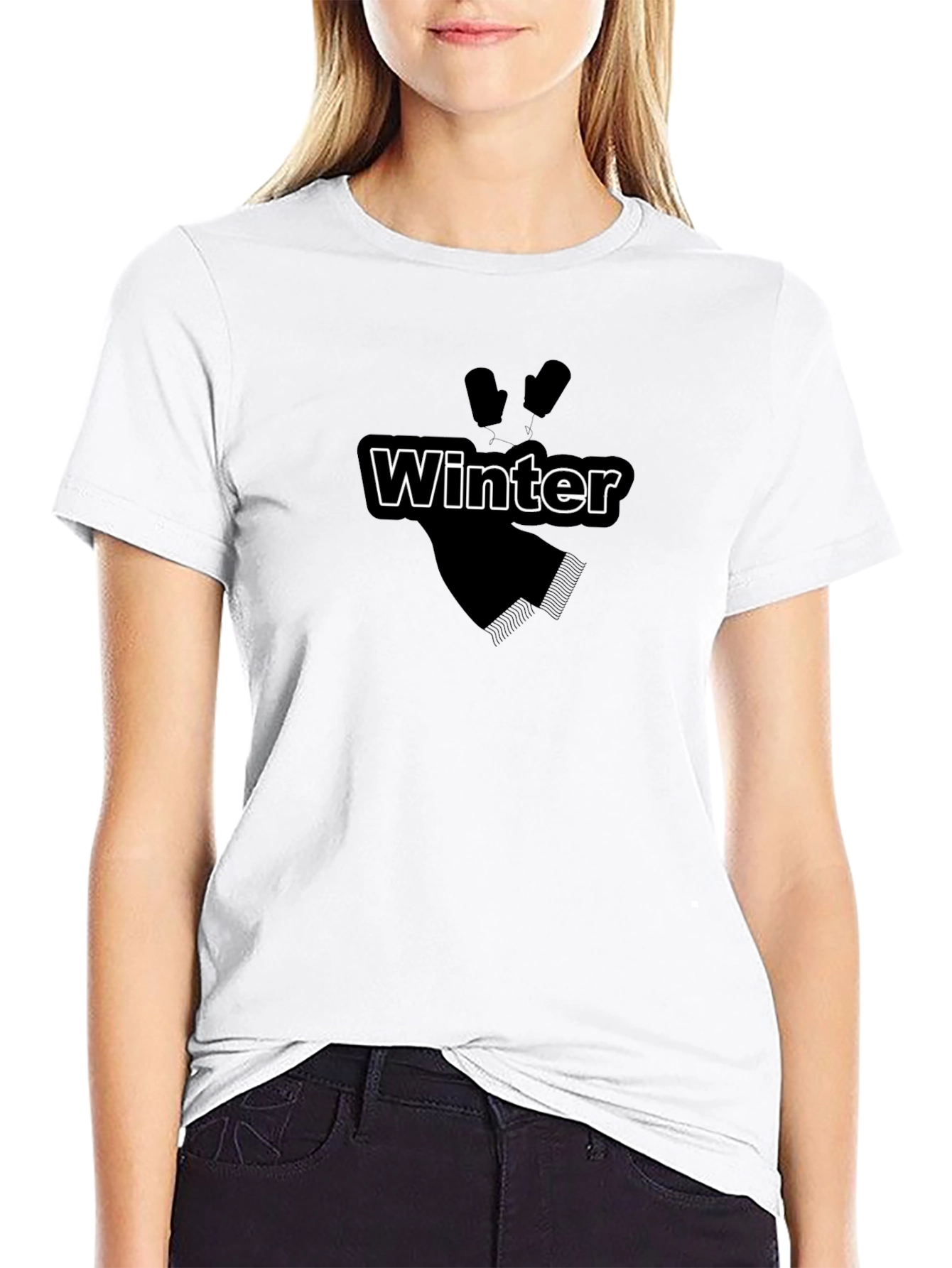 Winter Graphic Tee - Black Cotton T-Shirt