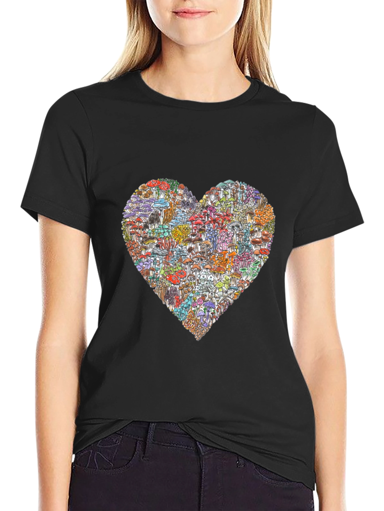 Mushroom Heart Graphic T-Shirt - Unique Design