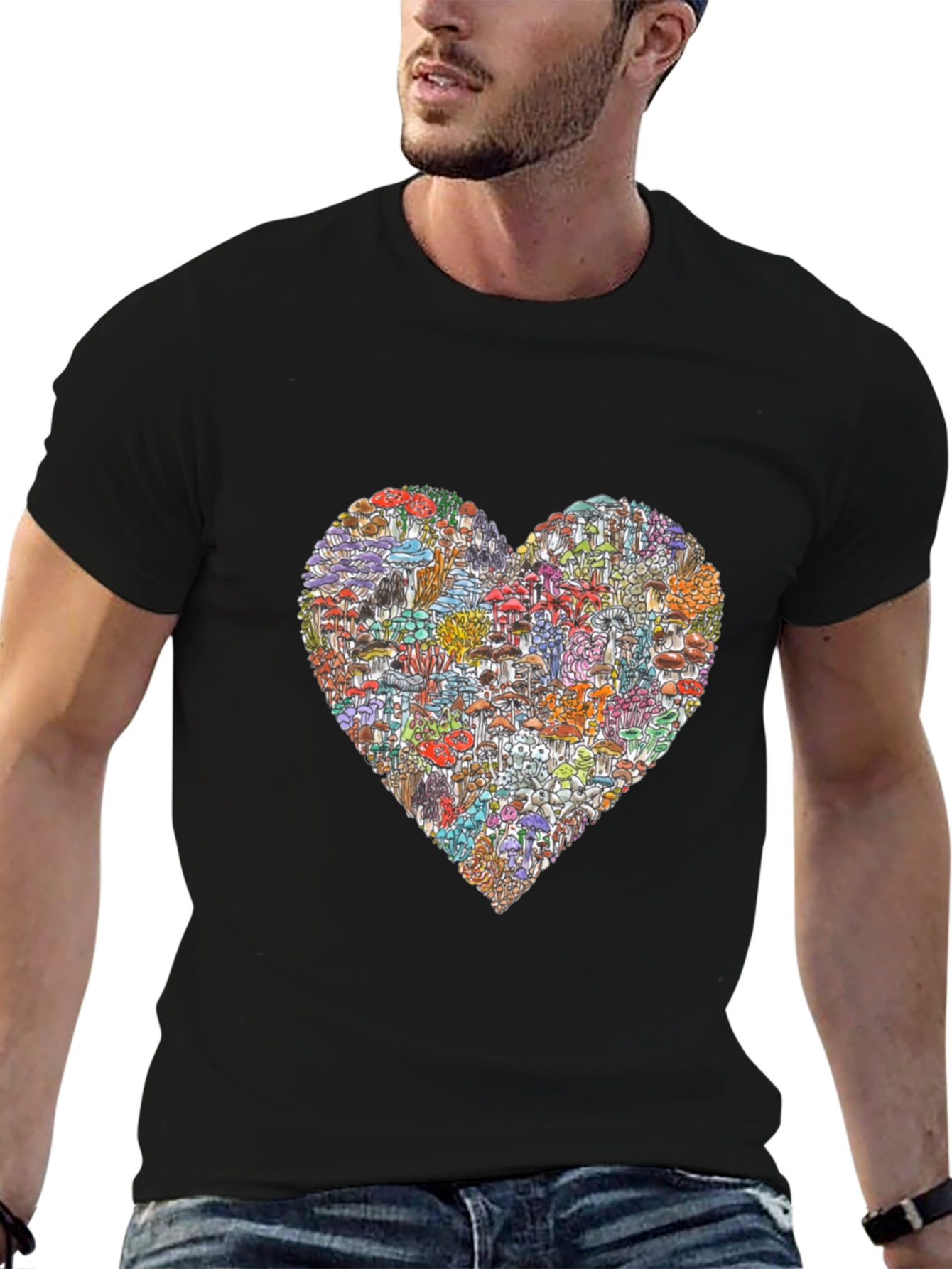 Mushroom Heart Graphic T-Shirt - Unique Design
