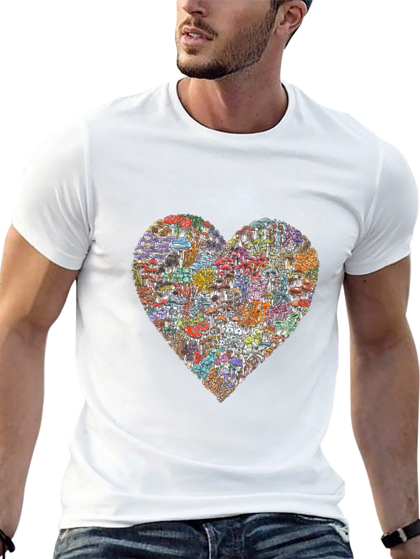 Mushroom Heart Graphic T-Shirt - Unique Design