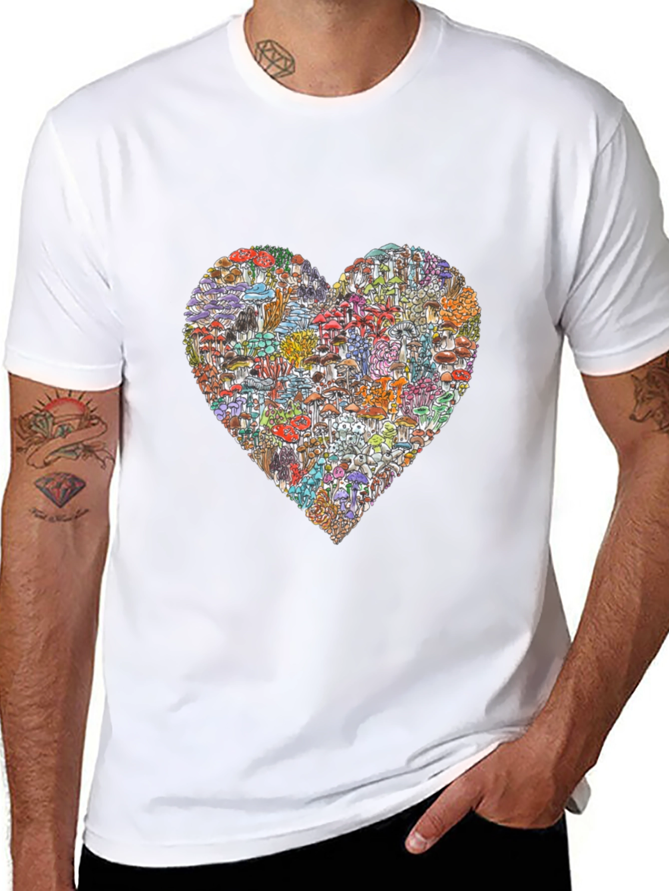 Mushroom Heart Graphic T-Shirt - Unique Design