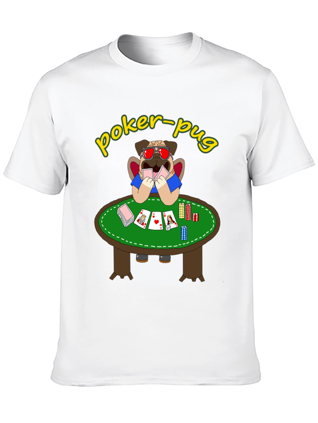 Poker Pug T-Shirt - Funny Casino Pug Tee