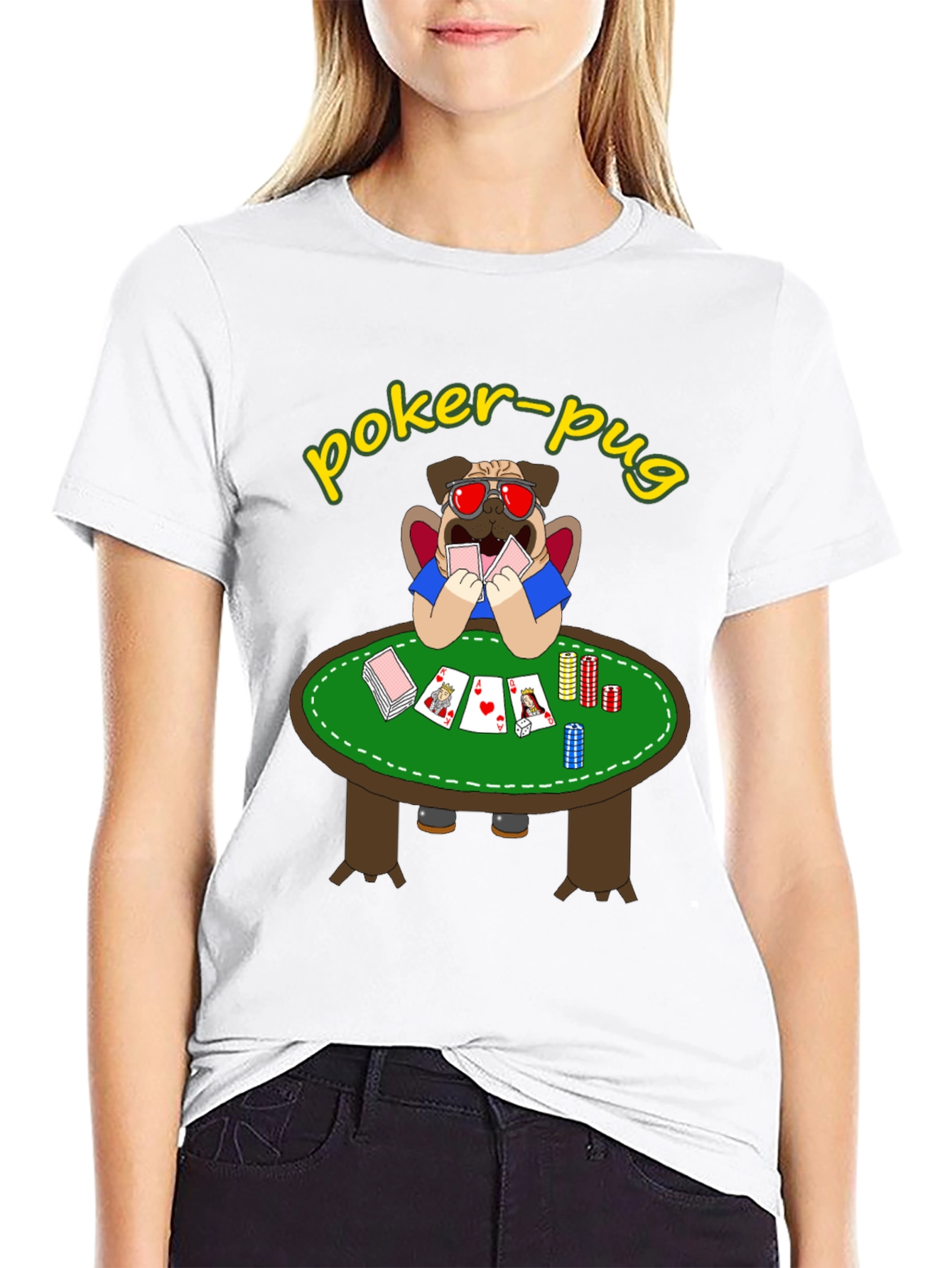 Poker Pug T-Shirt - Funny Casino Pug Tee