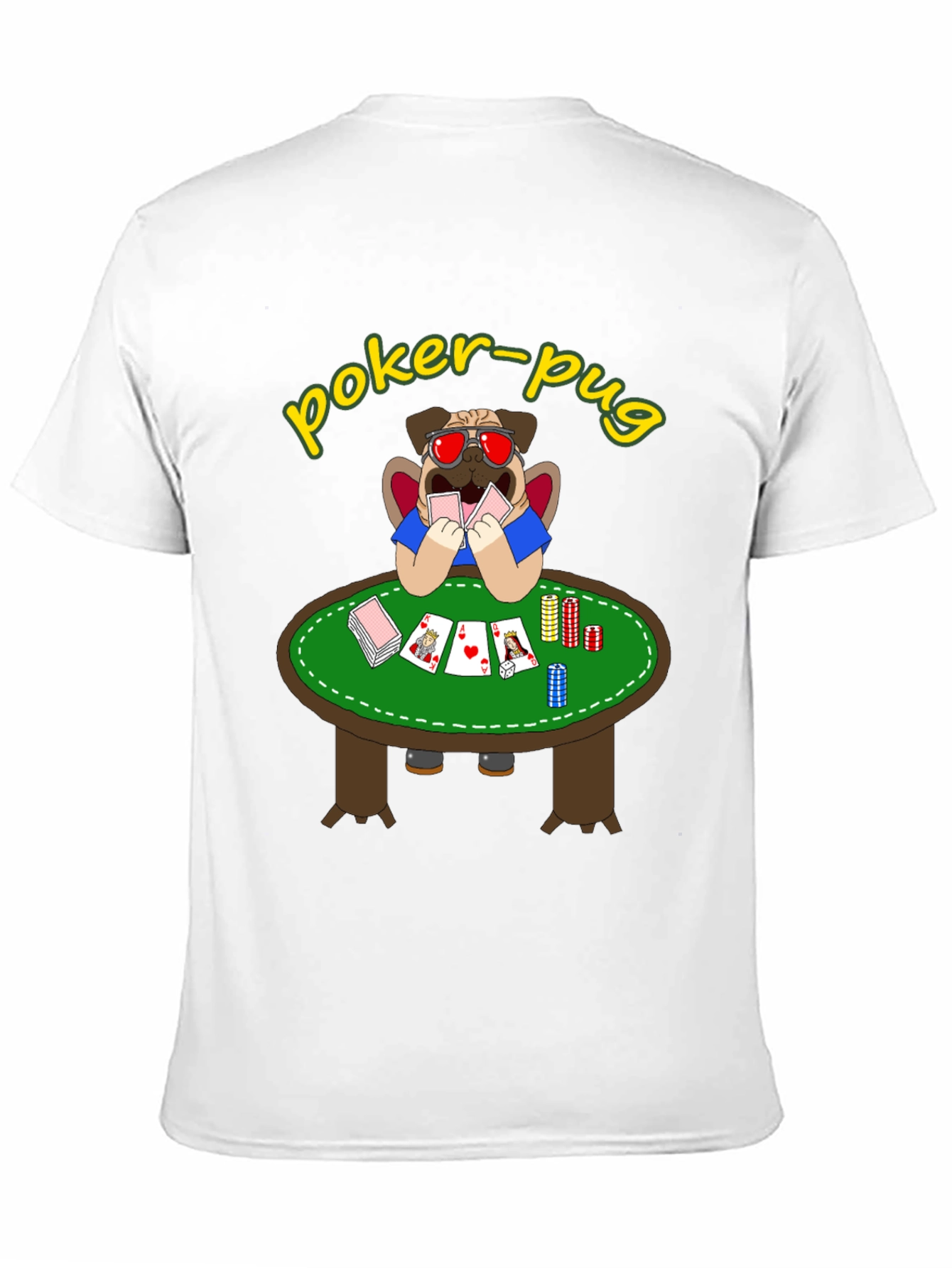 Poker Pug T-Shirt - Funny Casino Pug Tee