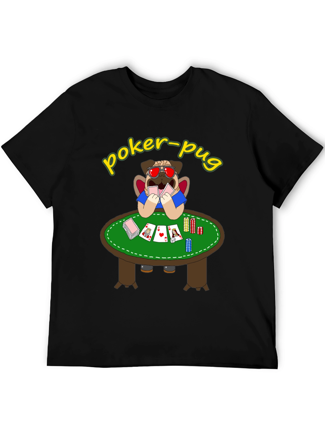 Poker Pug T-Shirt - Funny Casino Pug Tee