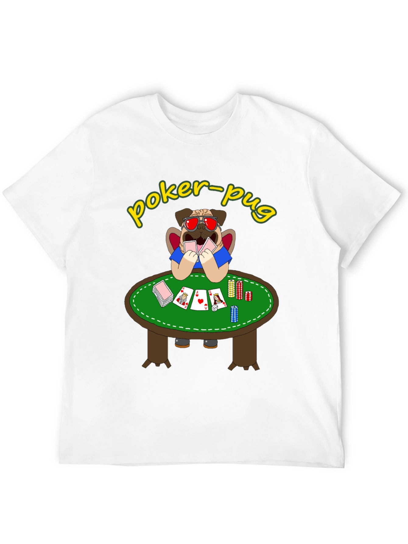 Poker Pug T-Shirt - Funny Casino Pug Tee