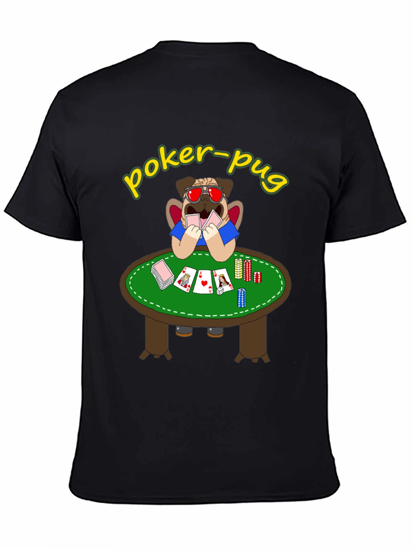 Poker Pug T-Shirt - Funny Casino Pug Tee