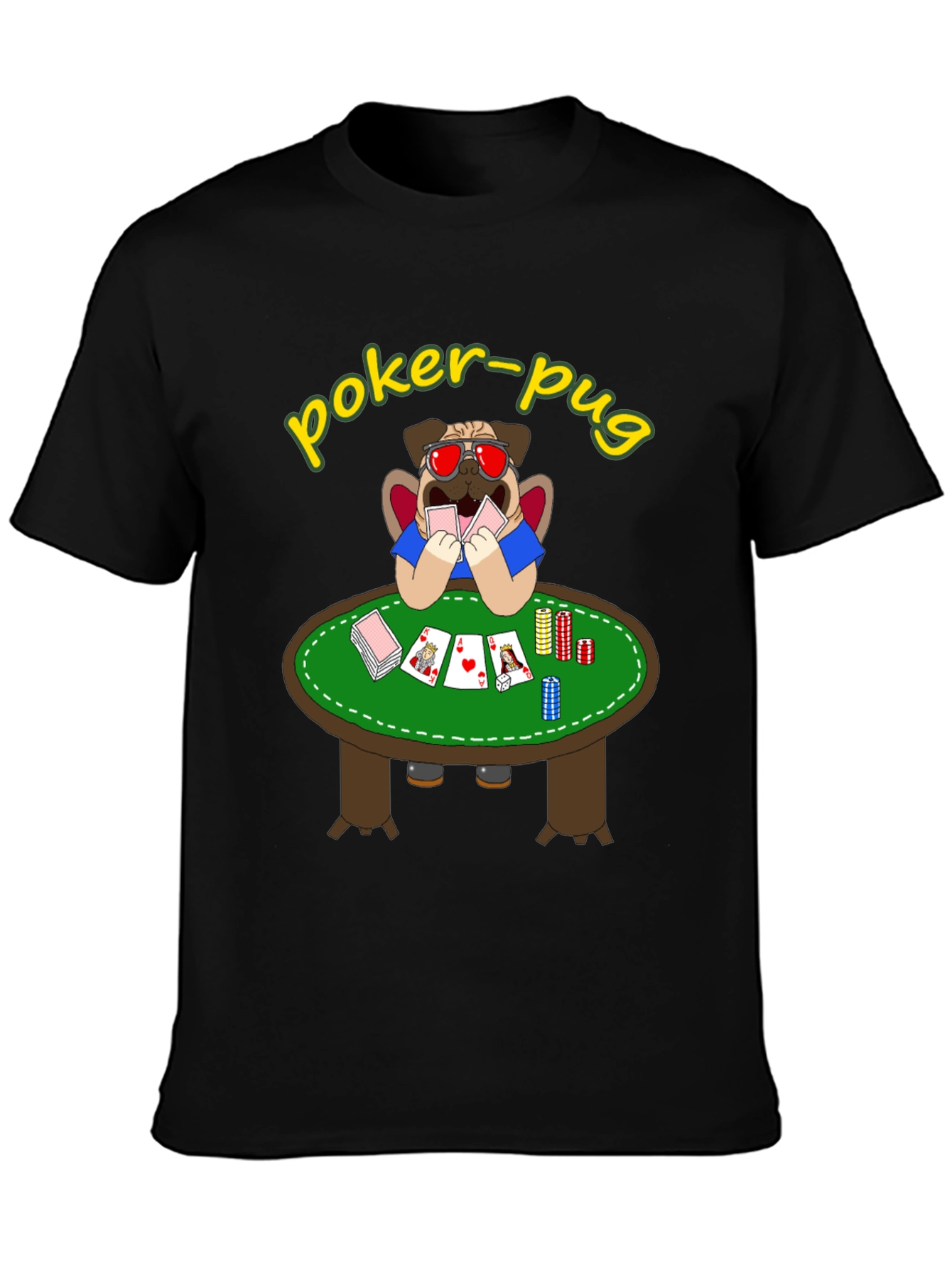 Poker Pug T-Shirt - Funny Casino Pug Tee