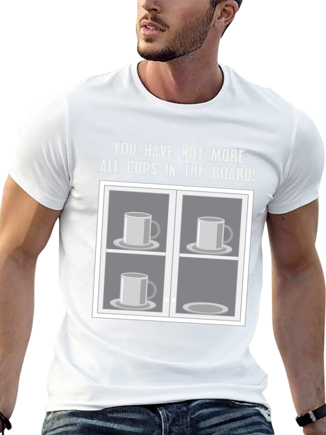 Humorous Cups in the Board Graphic T-Shirt