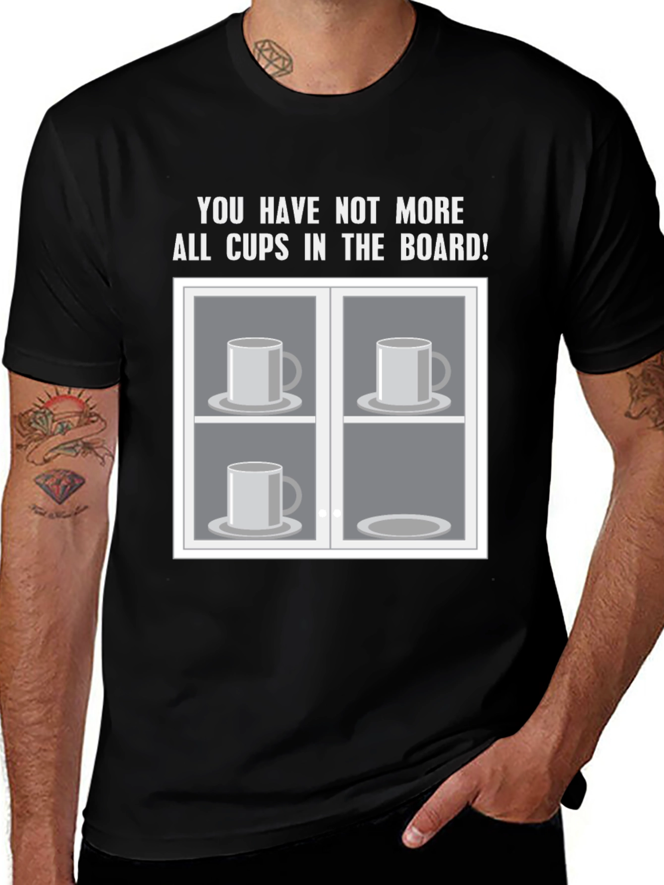 Humorous Cups in the Board Graphic T-Shirt