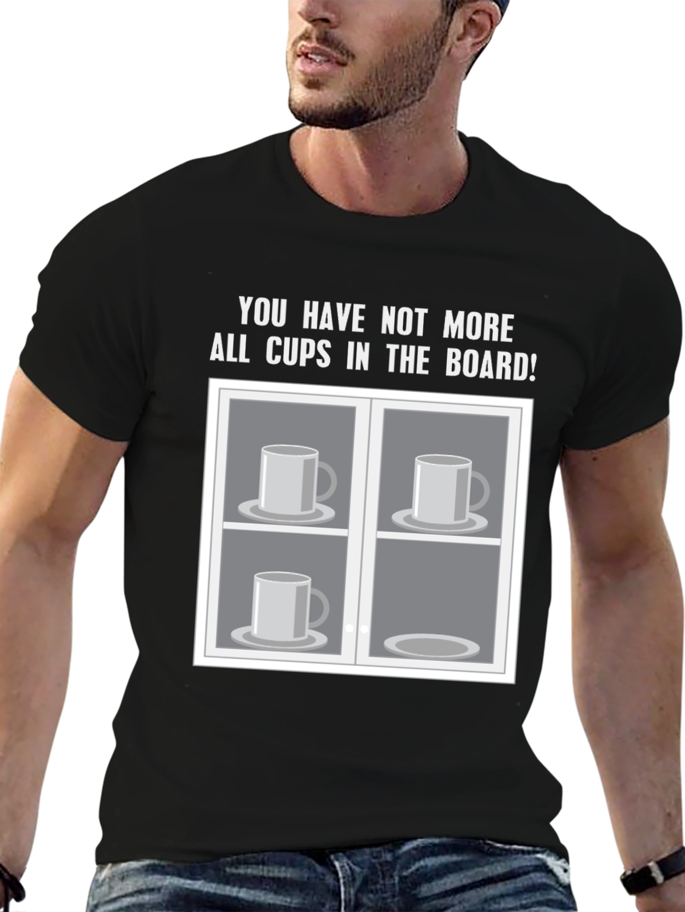Humorous Cups in the Board Graphic T-Shirt