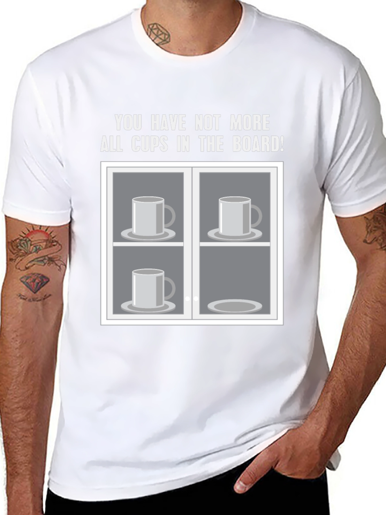 Humorous Cups in the Board Graphic T-Shirt