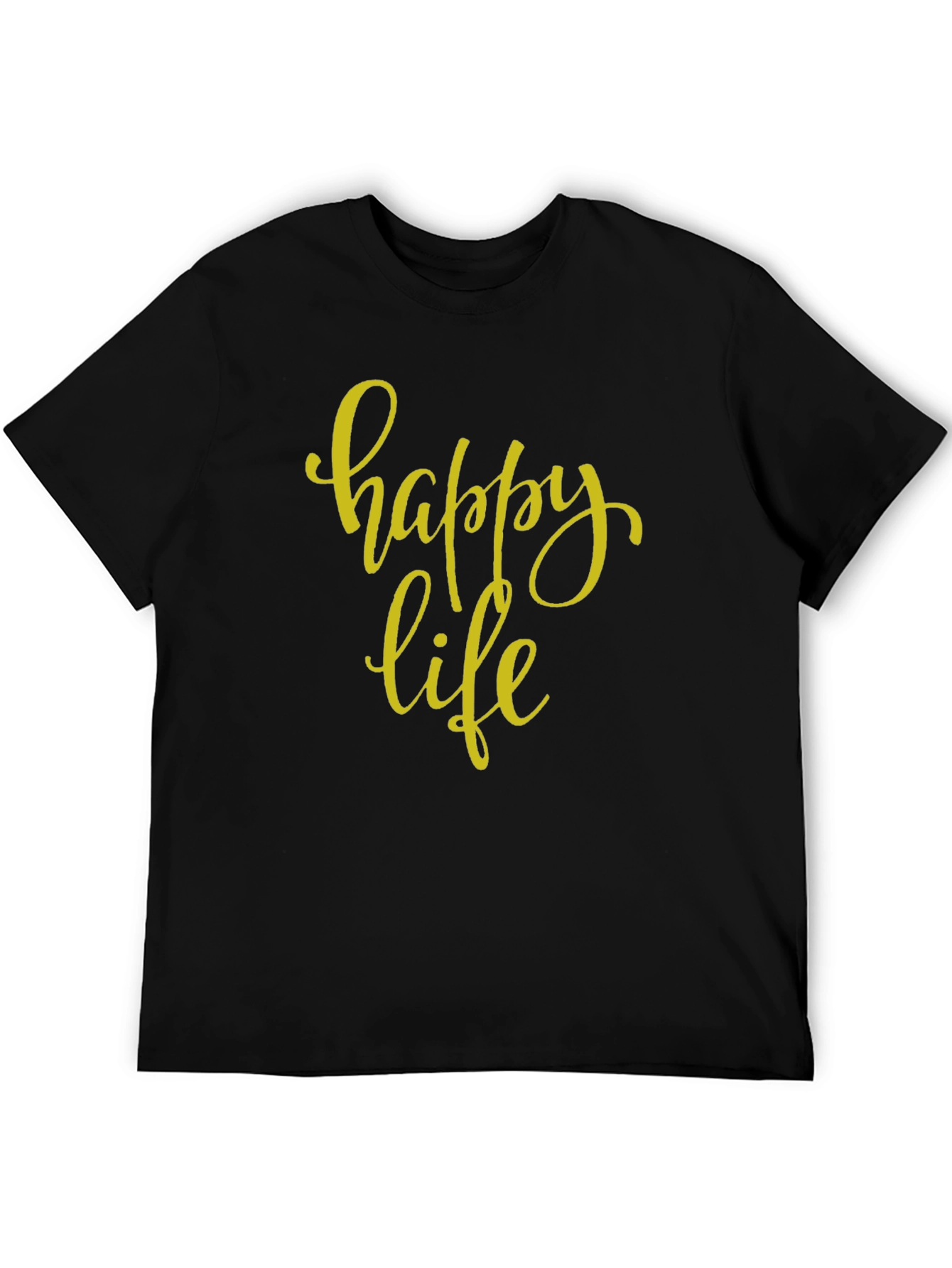 Happy Life Black Graphic T-Shirt