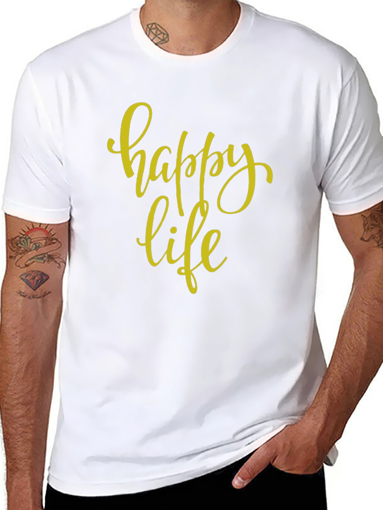 Happy Life Black Graphic T-Shirt