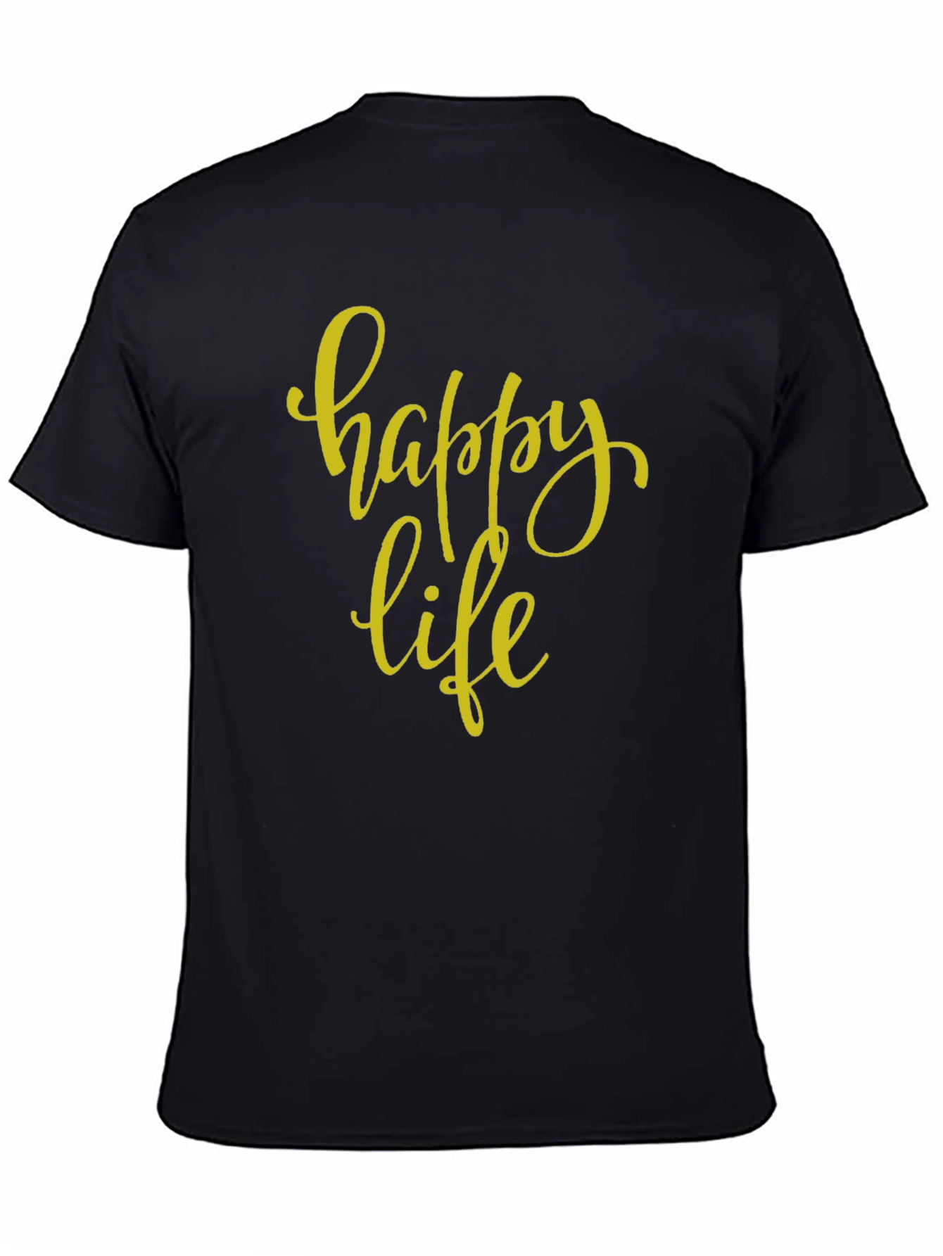 Happy Life Black Graphic T-Shirt