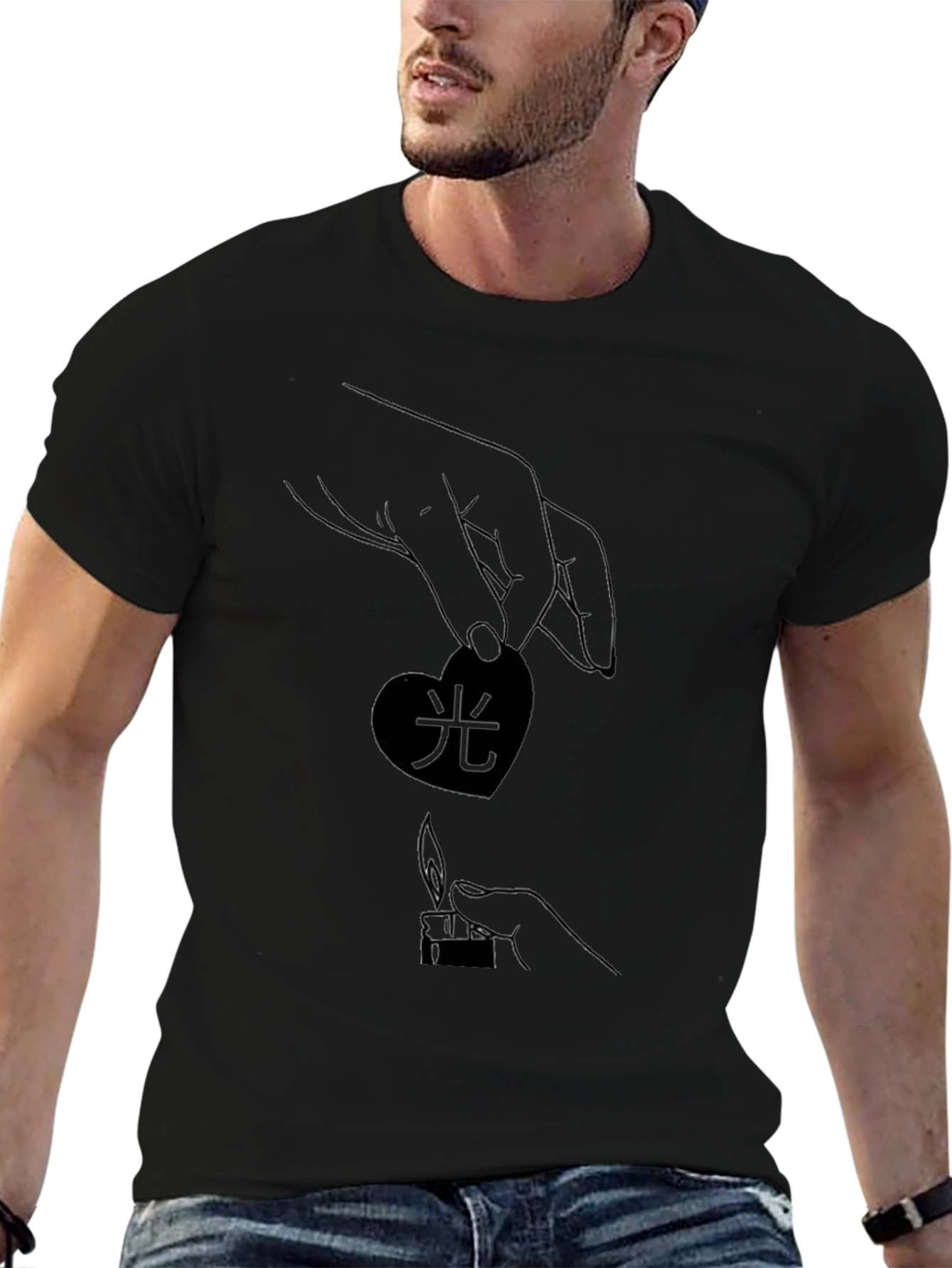 Heart & Flame Graphic Black T-Shirt