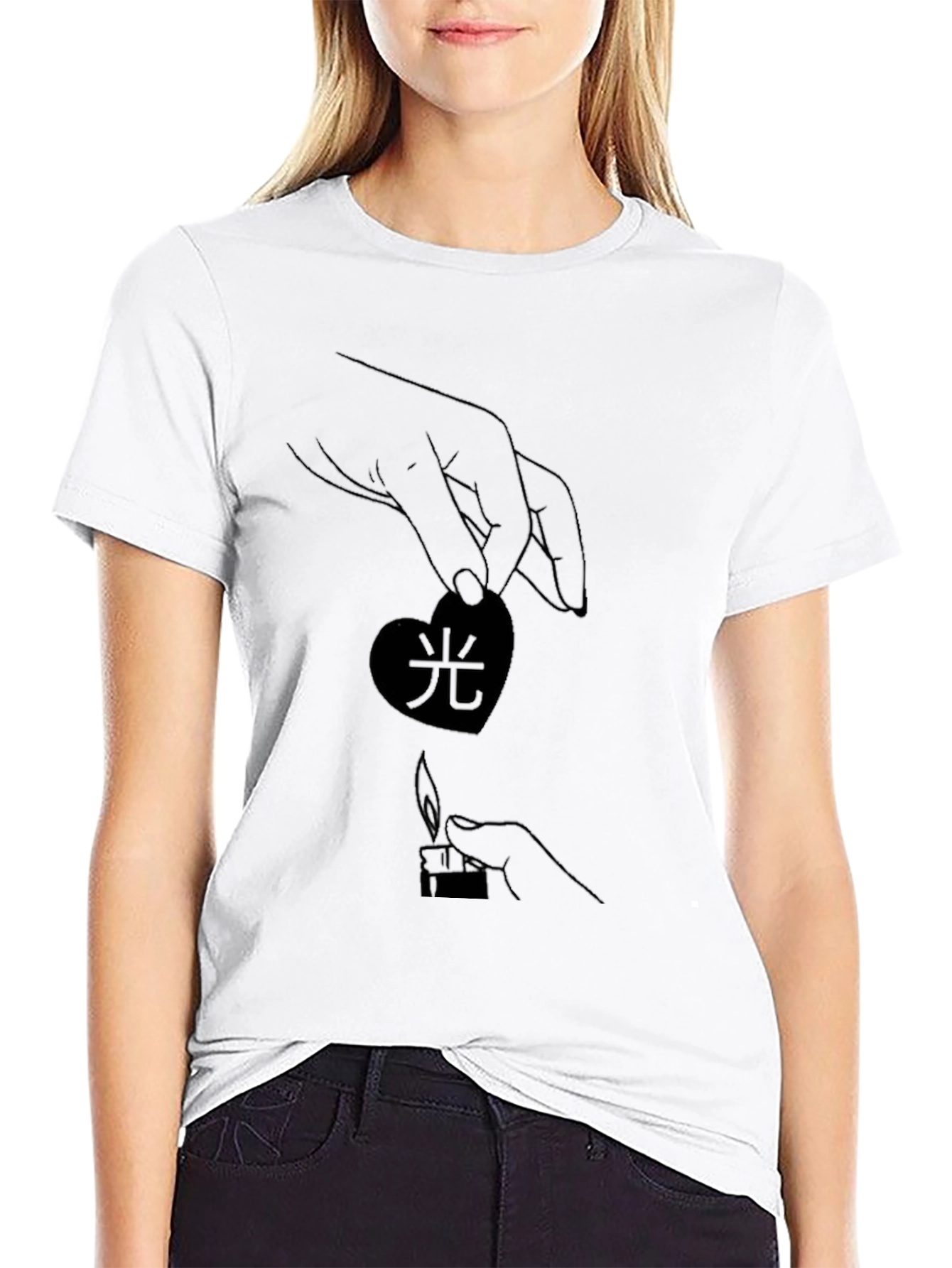 Heart & Flame Graphic Black T-Shirt