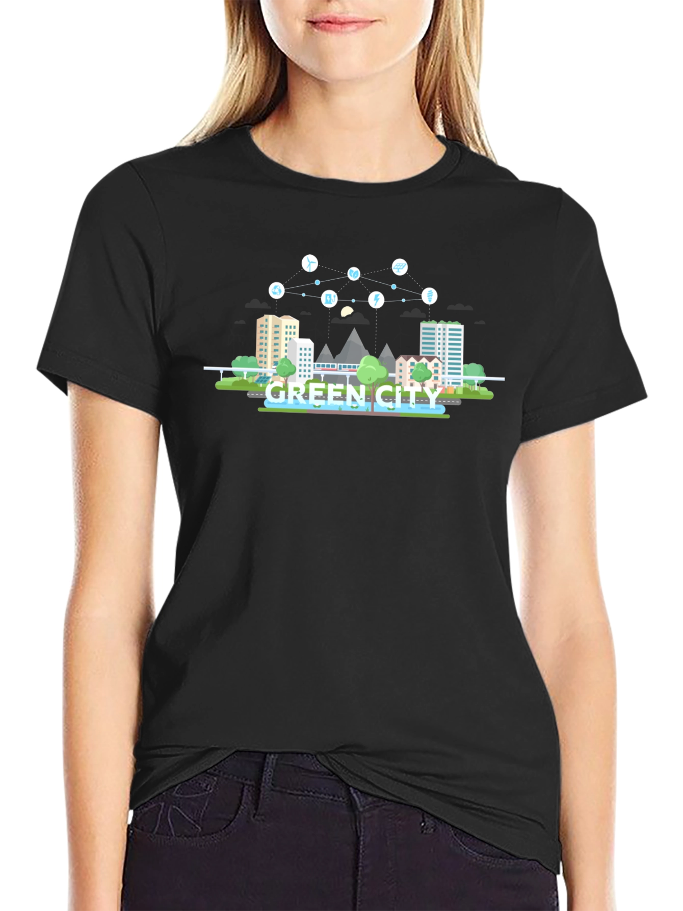 Eco-Friendly Green City T-Shirt - Sustainable Living