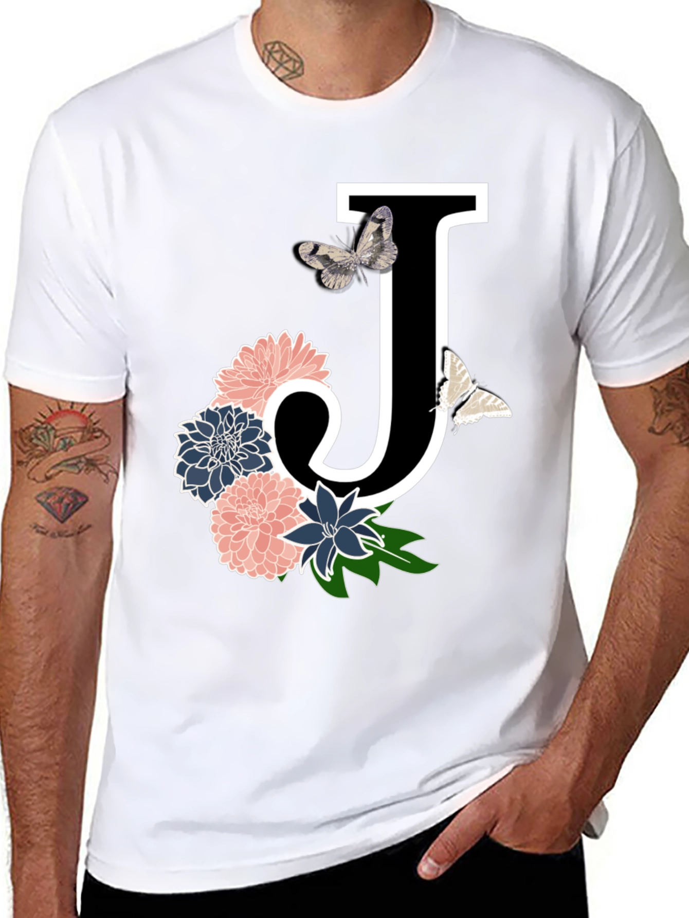 Floral Letter J T-Shirt