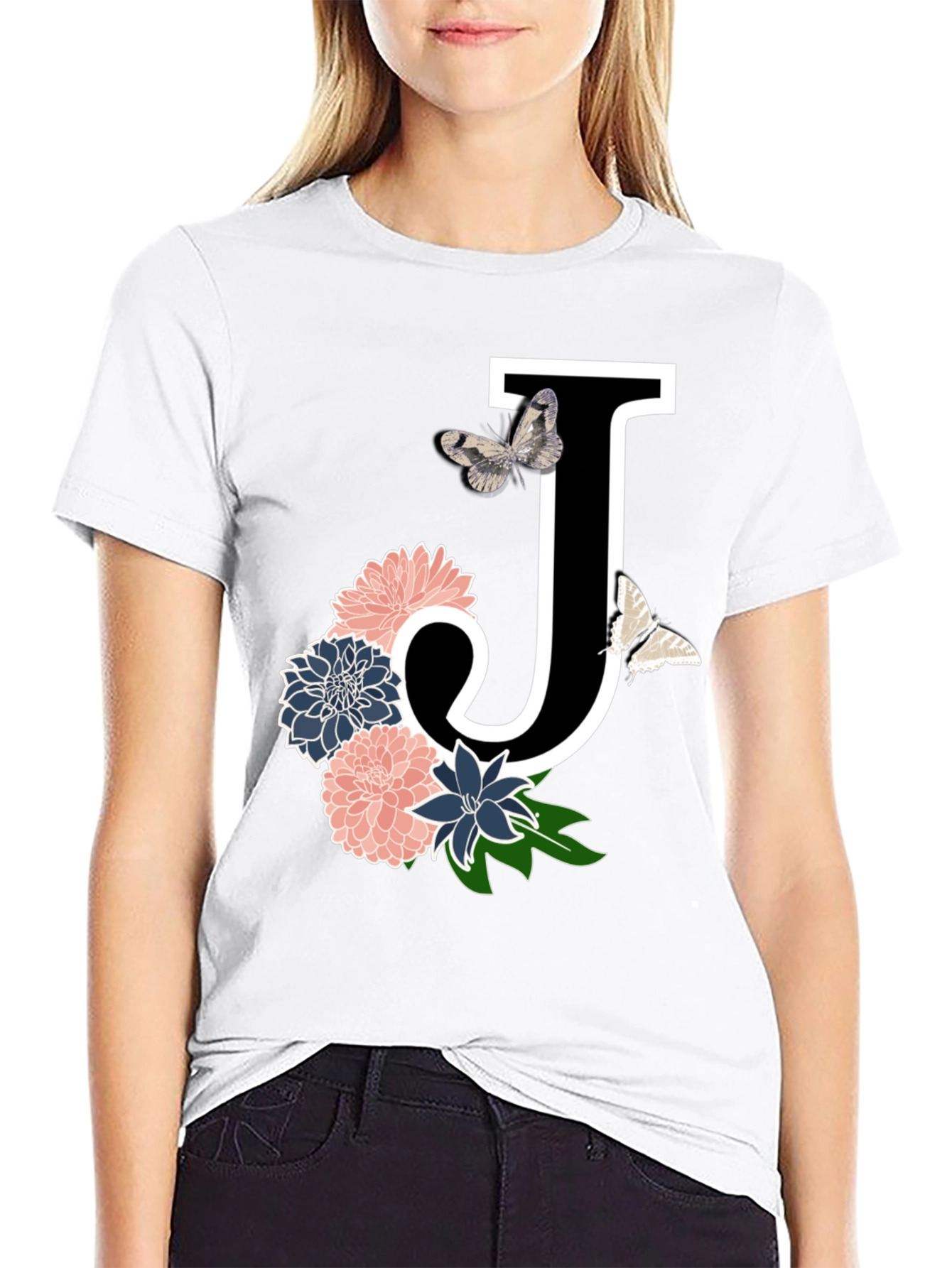 Floral Letter J T-Shirt
