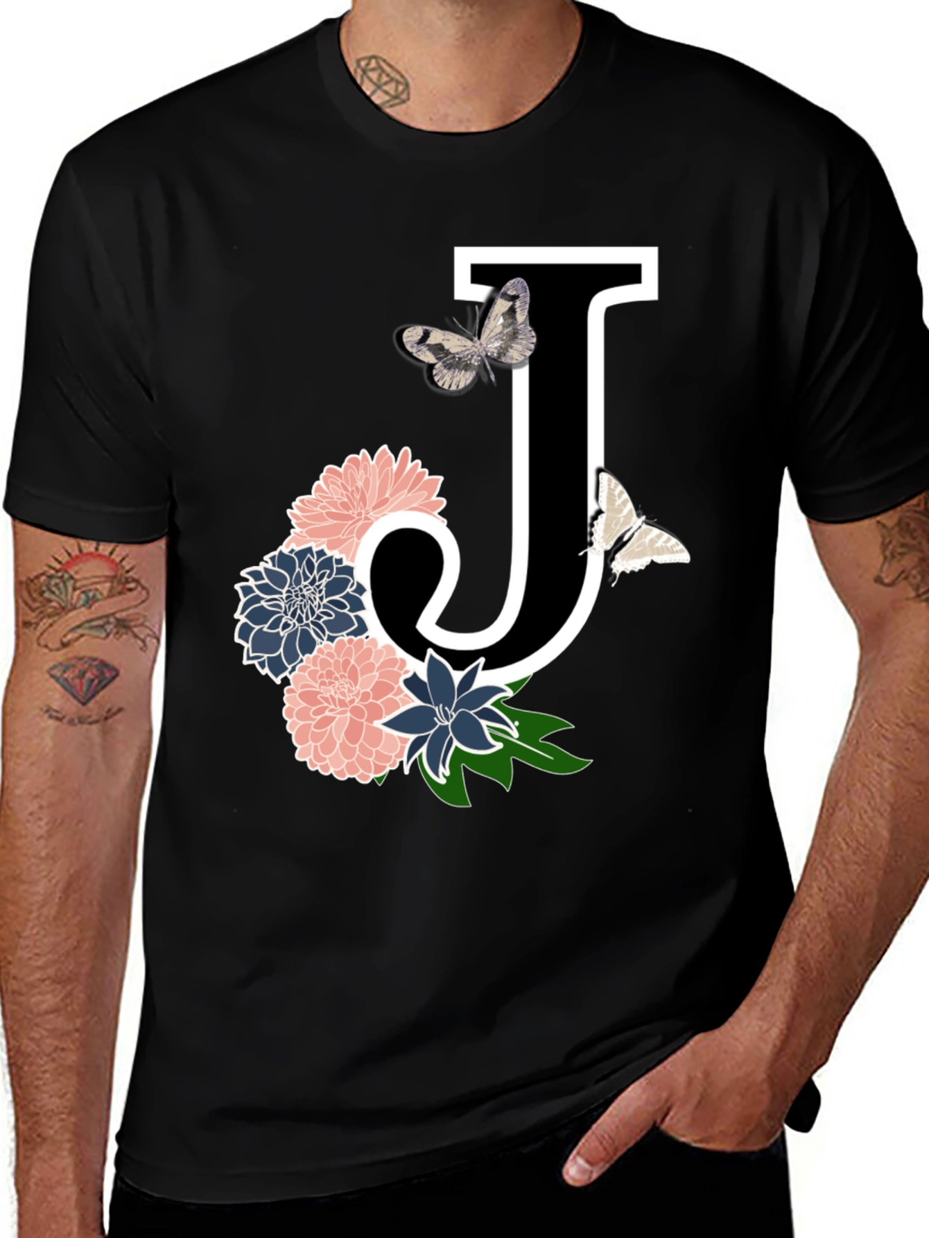 Floral Letter J T-Shirt