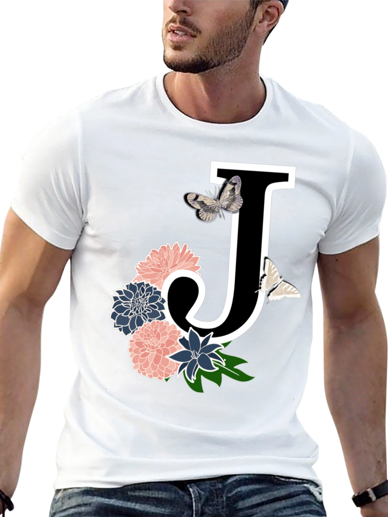 Floral Letter J T-Shirt