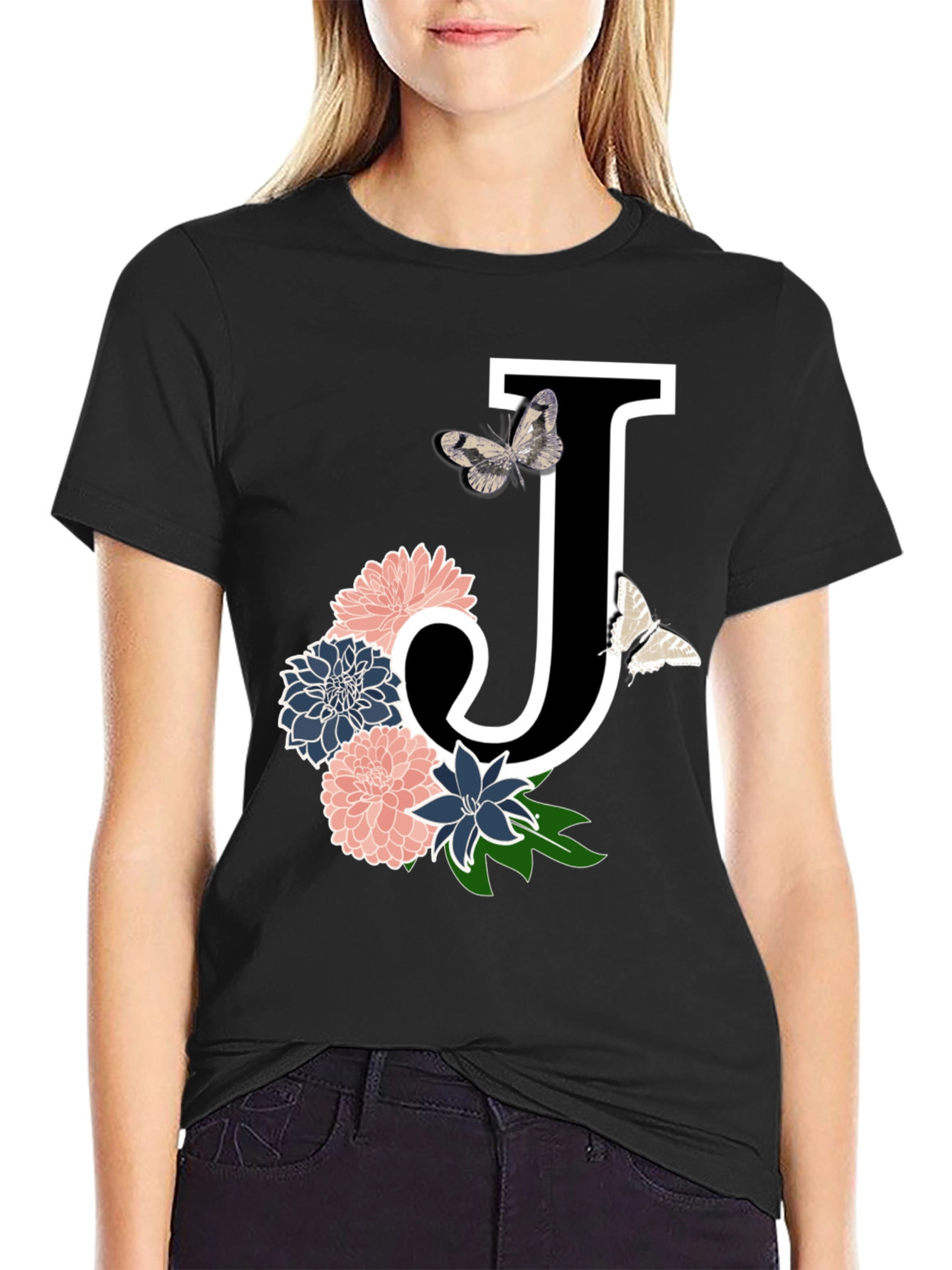 Floral Letter J T-Shirt