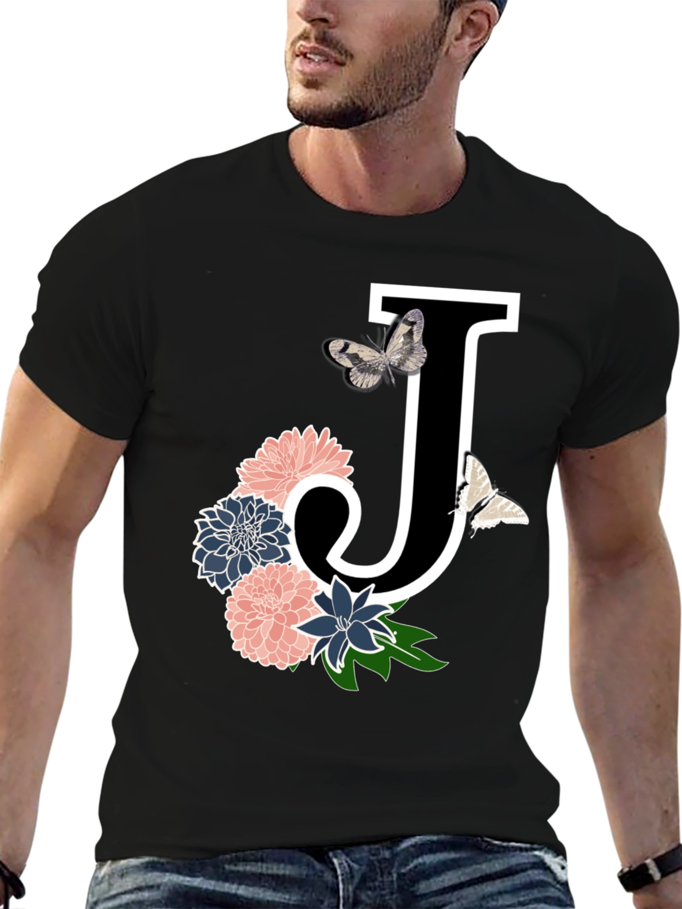 Floral Letter J T-Shirt