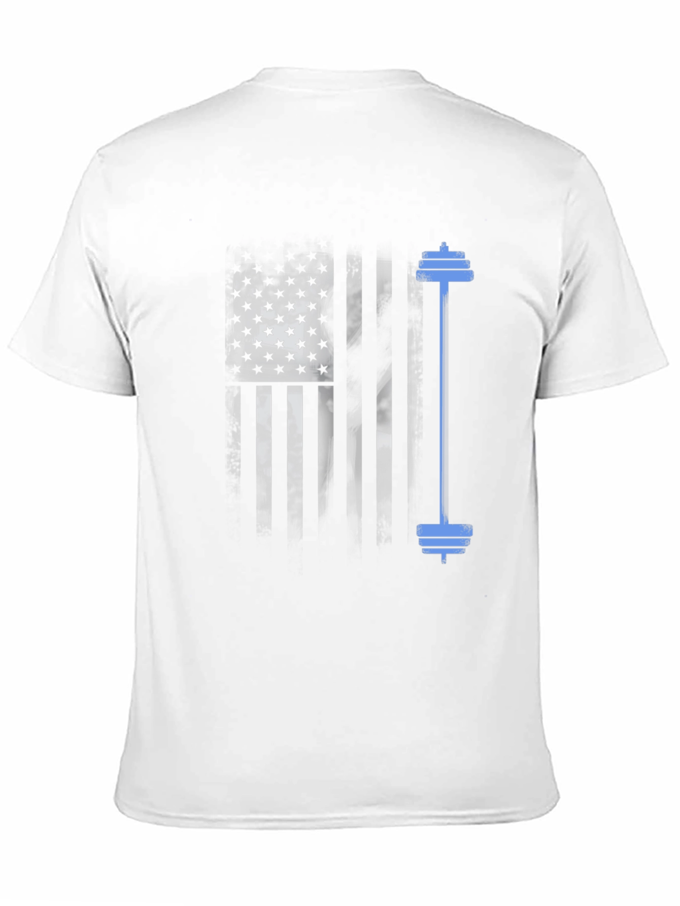 Patriotic Fitness T-Shirt - American Flag Barbell Design