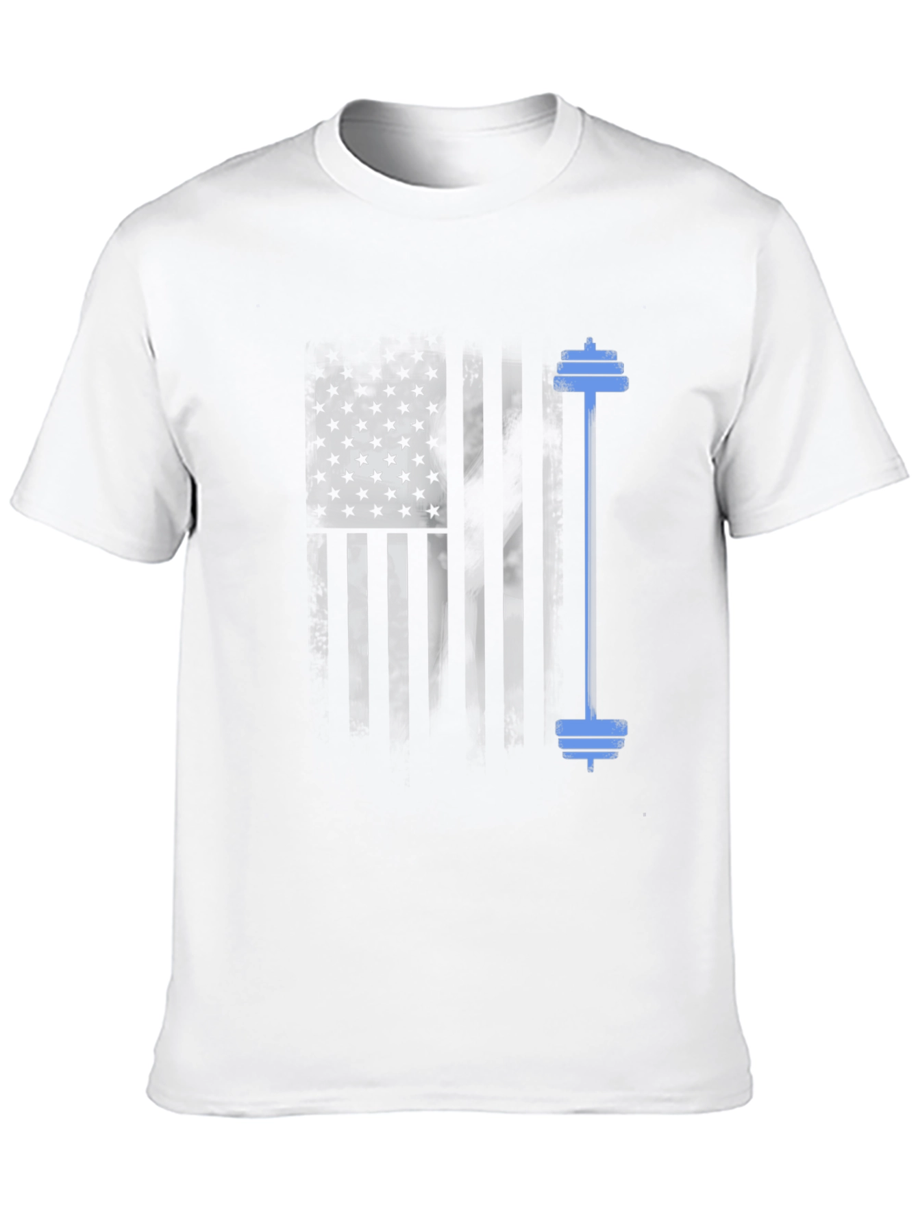Patriotic Fitness T-Shirt - American Flag Barbell Design