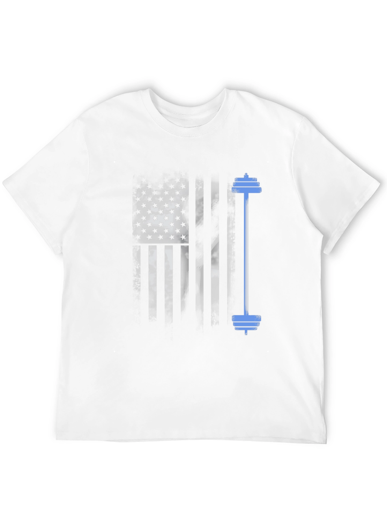 Patriotic Fitness T-Shirt - American Flag Barbell Design