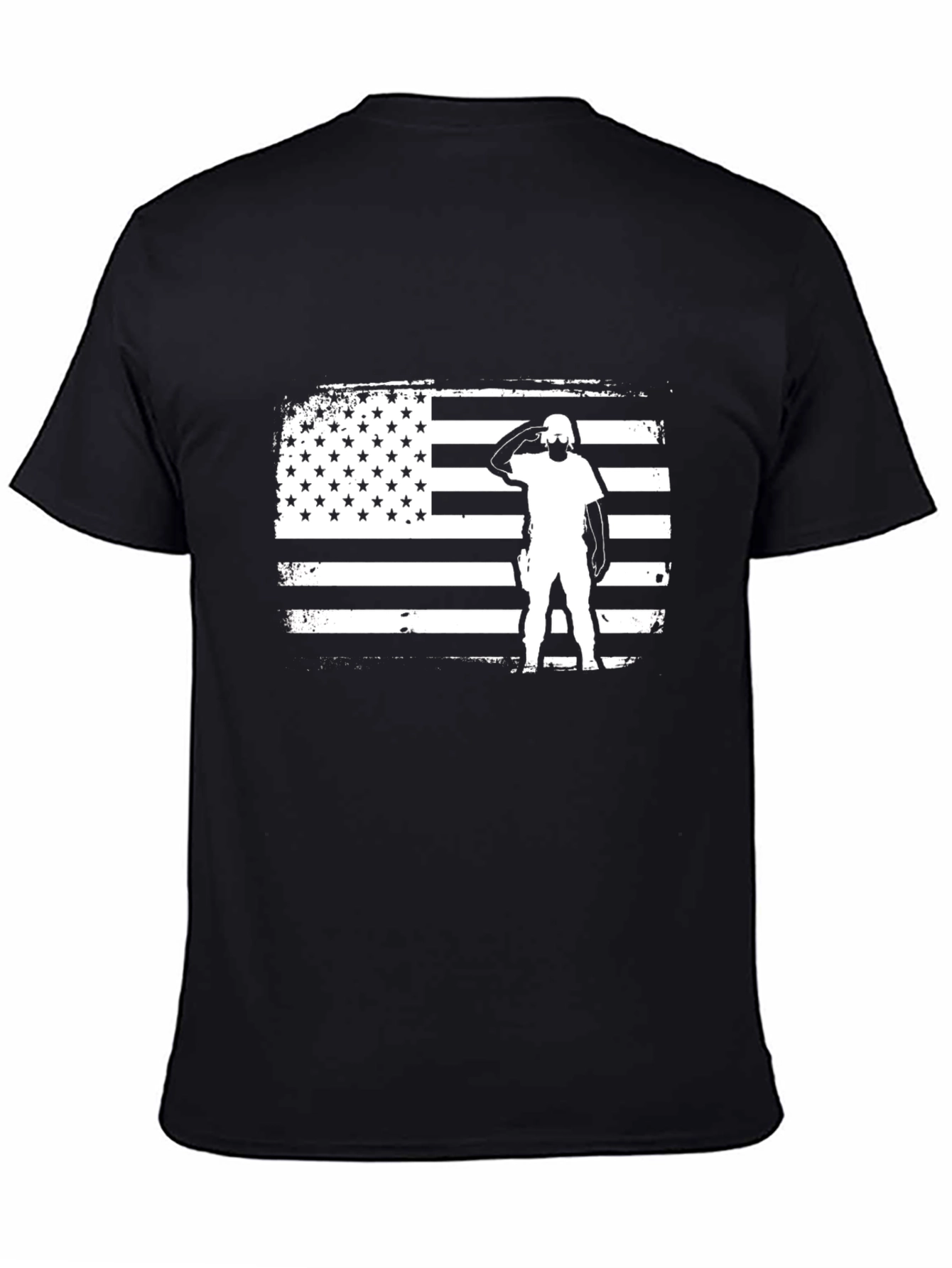 Patriotic American Flag Saluting Soldier Graphic Tee
