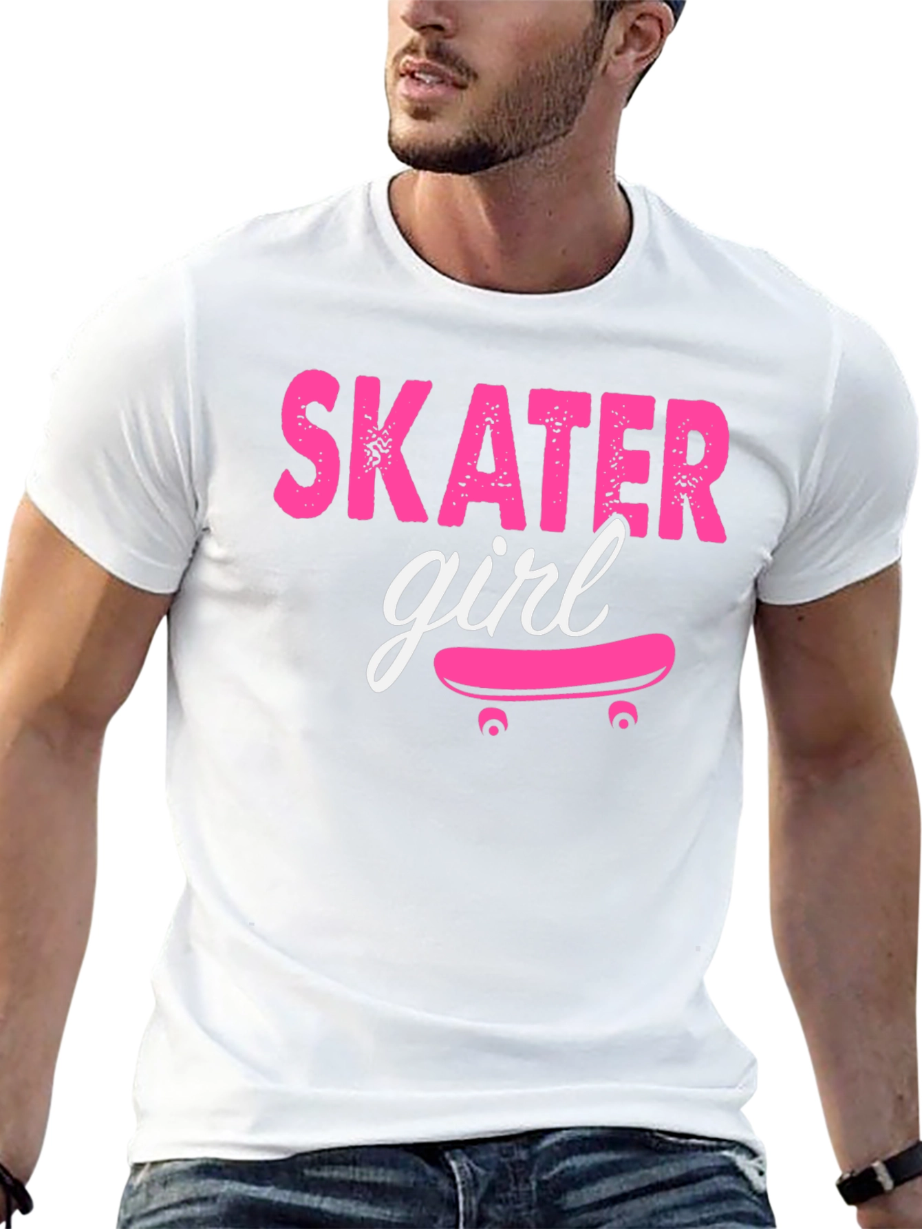 Skater Girl Graphic Tee - Black Cotton T-Shirt