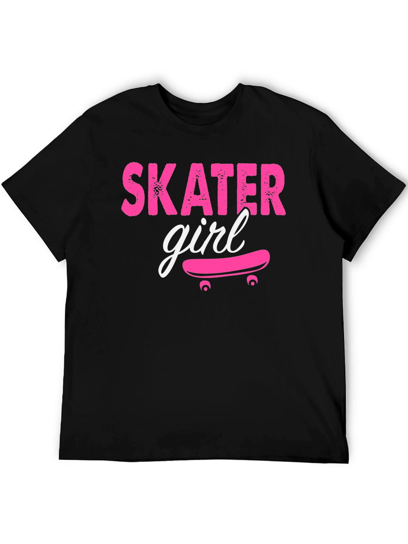 Skater Girl Graphic Tee - Black Cotton T-Shirt
