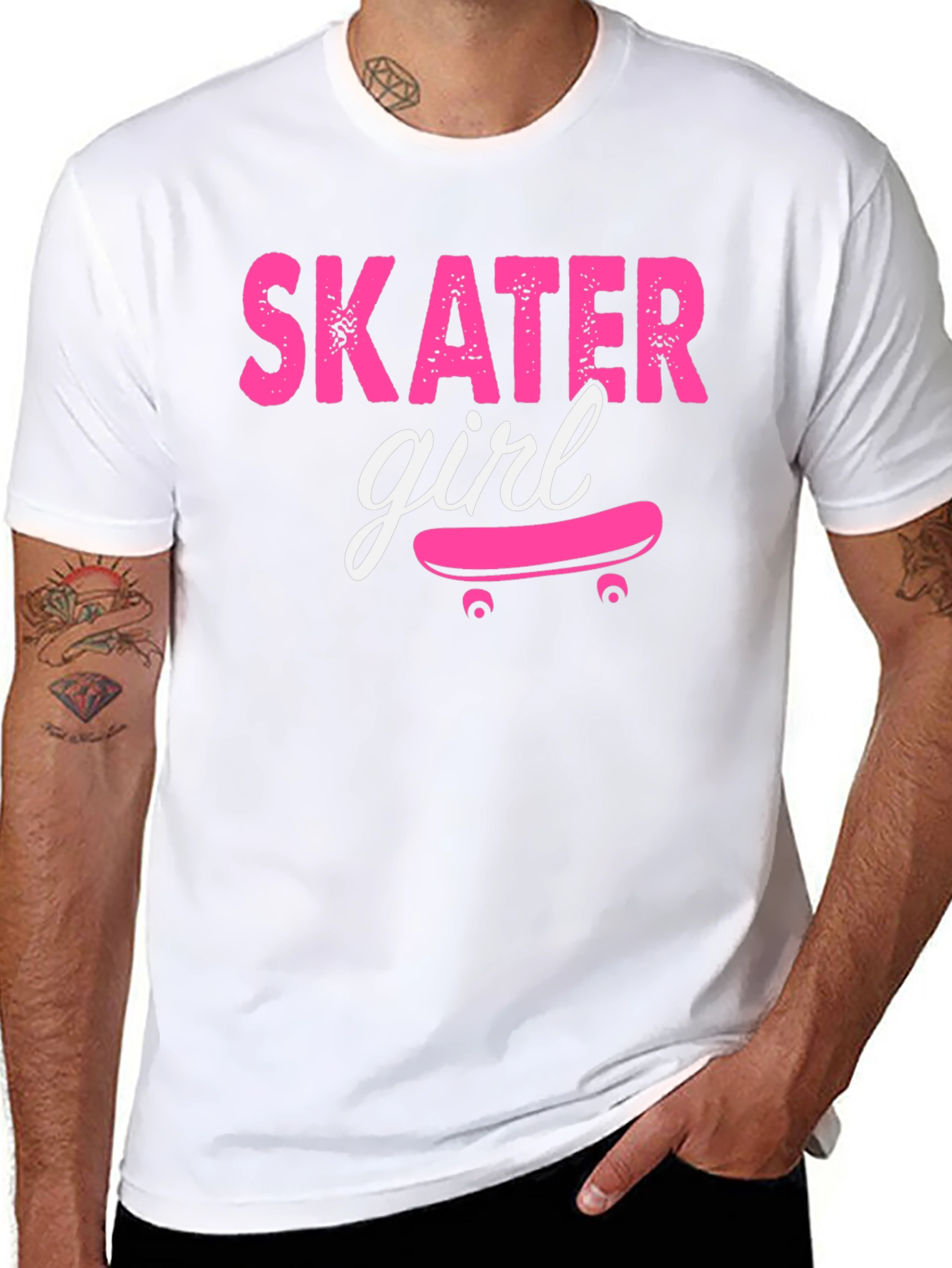 Skater Girl Graphic Tee - Black Cotton T-Shirt