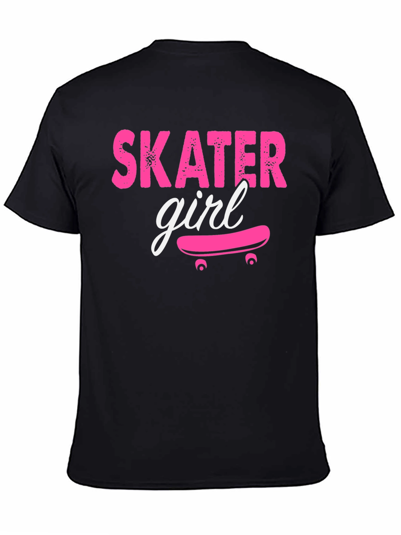 Skater Girl Graphic Tee - Black Cotton T-Shirt
