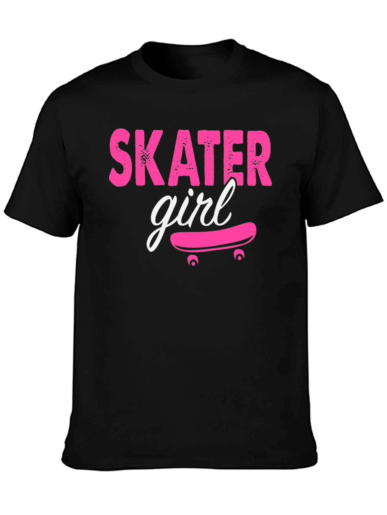 Skater Girl Graphic Tee - Black Cotton T-Shirt