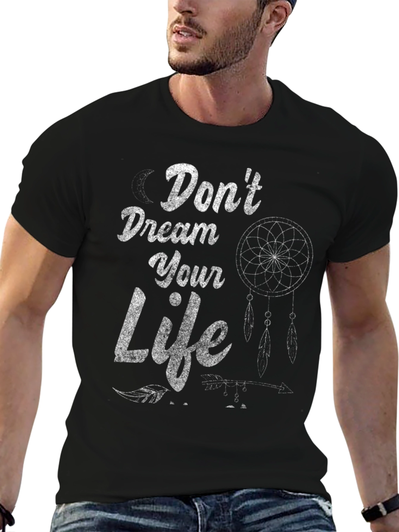 Dont Dream Your Life T-Shirt - Black Dreamcatcher Design