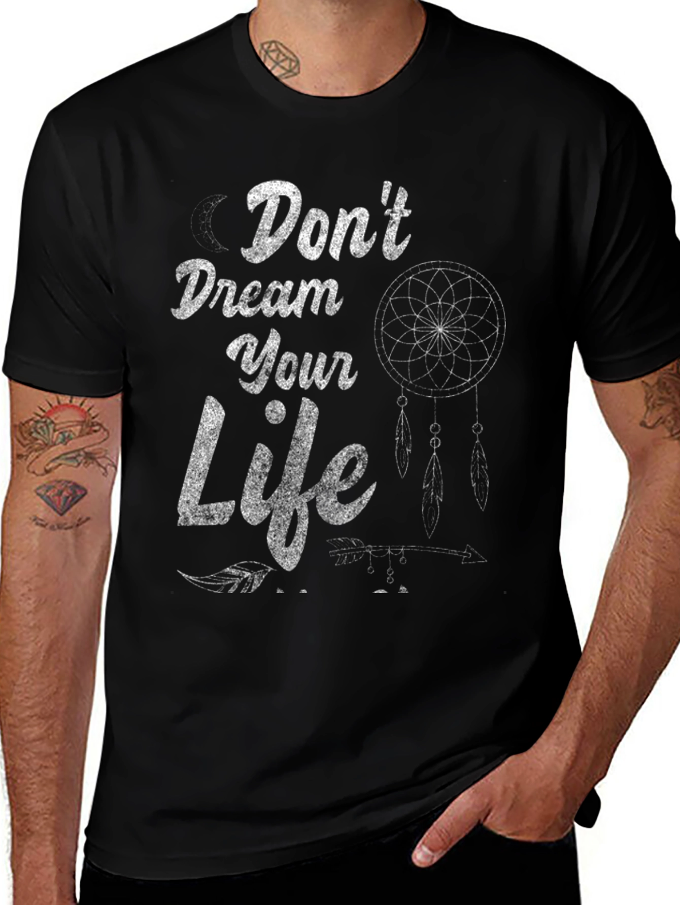 Dont Dream Your Life T-Shirt - Black Dreamcatcher Design