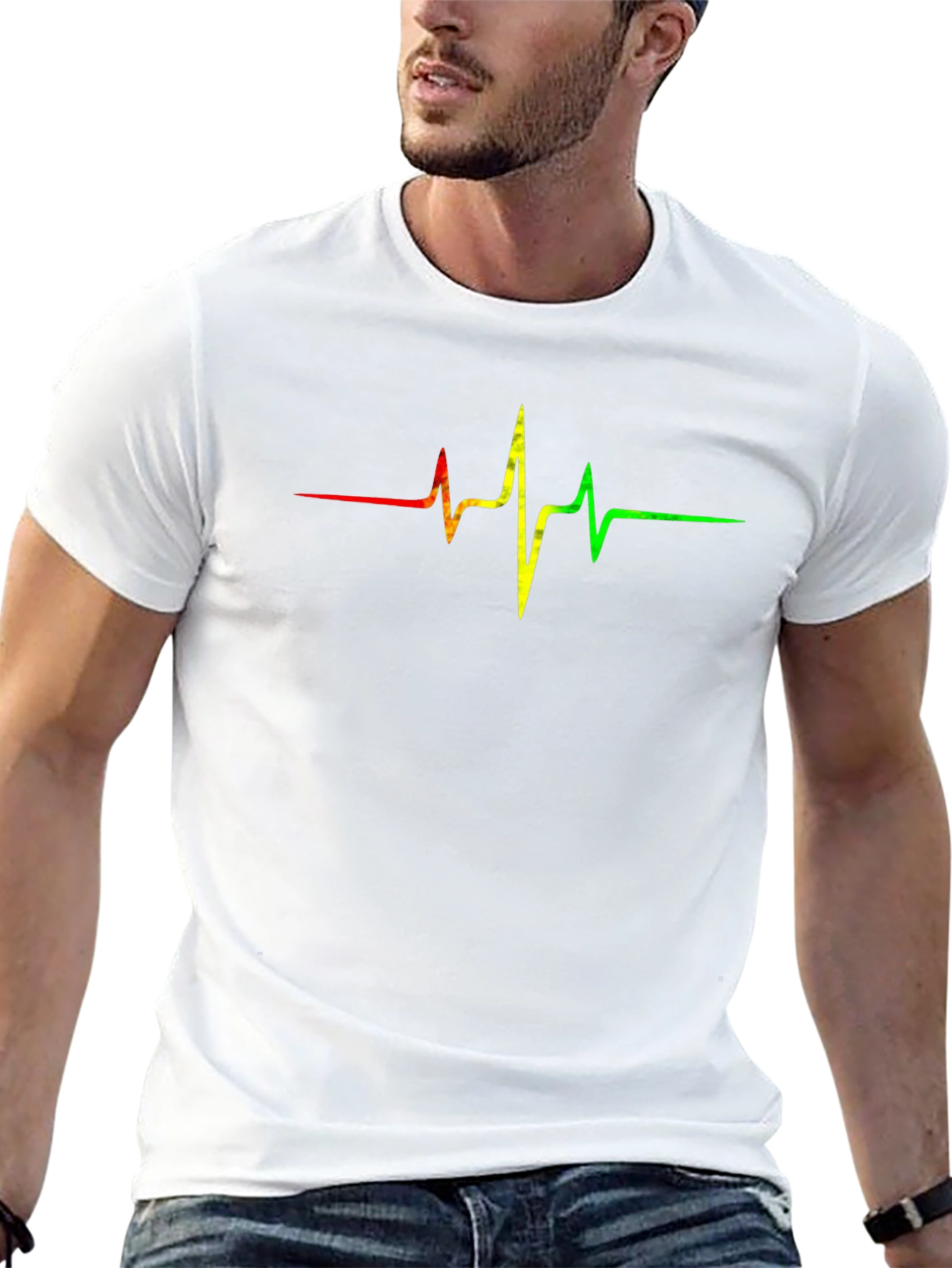 Rasta Heartbeat T-Shirt - Black Cotton Tee