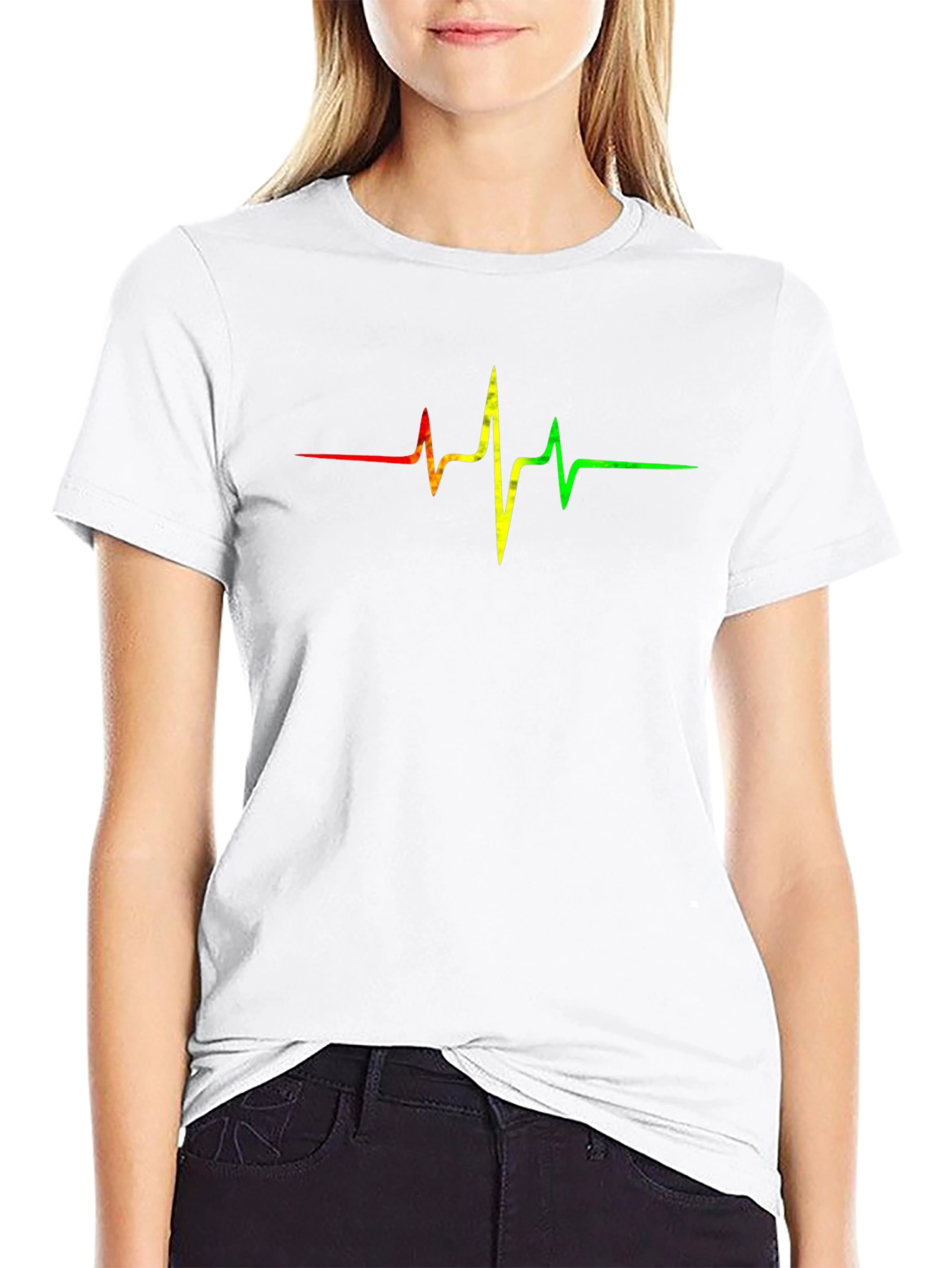Rasta Heartbeat T-Shirt - Black Cotton Tee