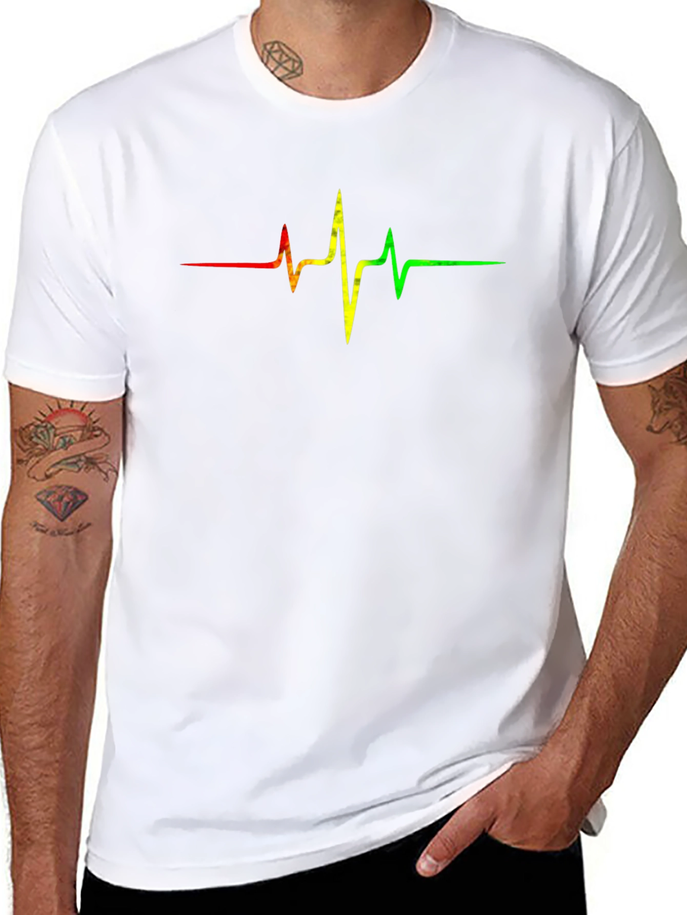 Rasta Heartbeat T-Shirt - Black Cotton Tee